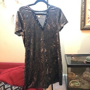 Crushed blue velvet dress